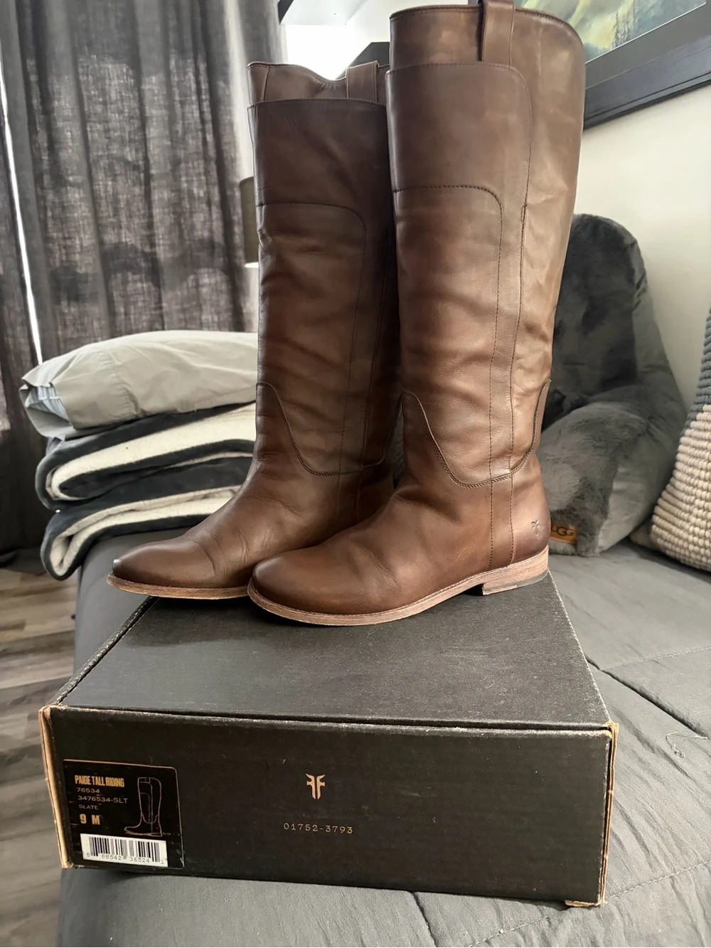 Frye Paige (Slate) Leather Tall Riding Boots (brown)